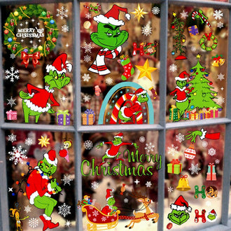 Naughty Christmas Static Window Clings - 8 Sheets, Holiday Window Decal