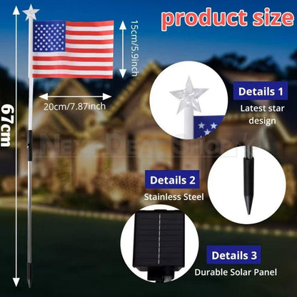 8-in-1 Patriotic Solar Powered LED US Flag Stake Lights-View 4-Next Deal Shop