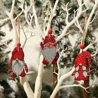 9 Pcs - Christmas Gnome Wooden Hanging Ornament