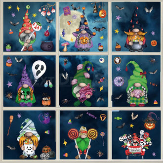 9 Sheets Halloween Gnome Window Cling