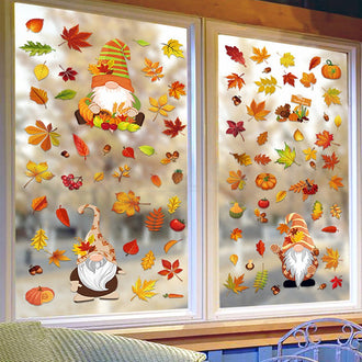 93 Pcs - Maple leaf and Gnome Window Cling