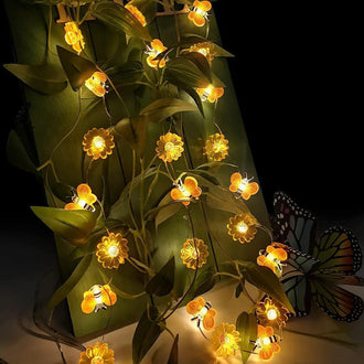 9.84 Ft 30 LED Sunflower & Bee String Lights