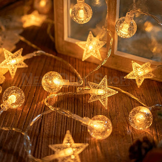 9.84 ft 20 LEDs Crystal Globe & Star String Light