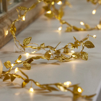 9.84 ft Festive Golden Leaf Fairy Lights