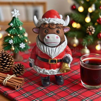 Adorable Christmas Highland Cow Figurine