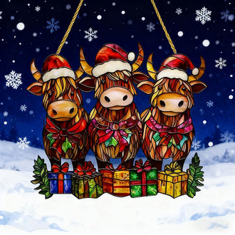 Adorable Christmas Highland Cow Hanging Decor