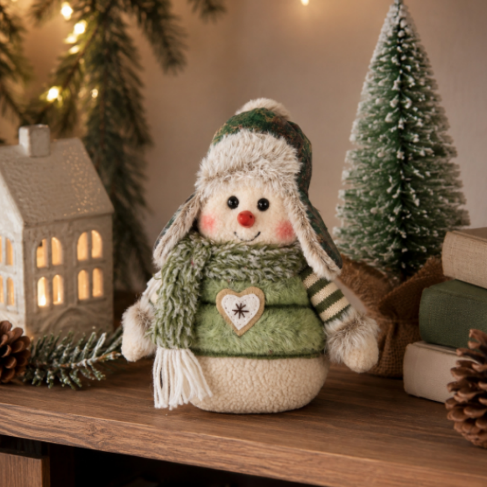Adorable Christmas Snowman Decoration - Tabletop Mantel Home Indoor Holiday Decor