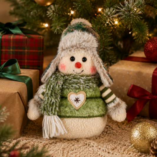 Adorable Christmas Snowman Decoration - Tabletop Mantel Home Indoor Holiday Decor
