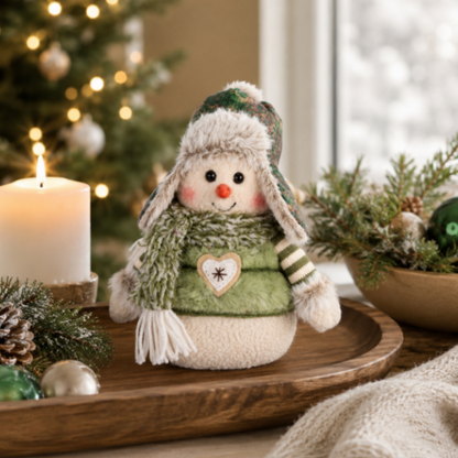 Adorable Christmas Snowman Decoration - Tabletop Mantel Home Indoor Holiday Decor