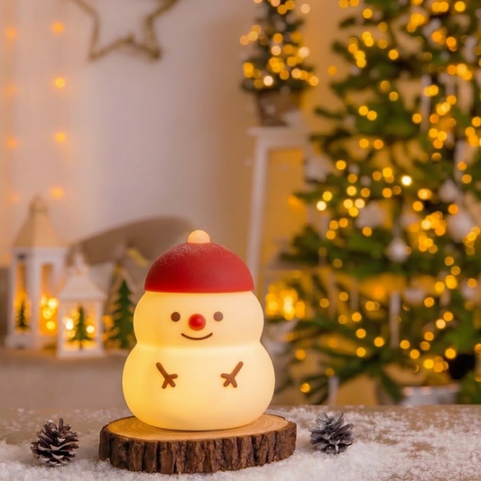Adorable Christmas Snowman Night Light - Tabletop Holiday Decor Light