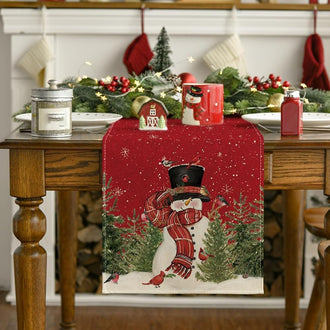 Adorable Christmas Snowman Table Runner