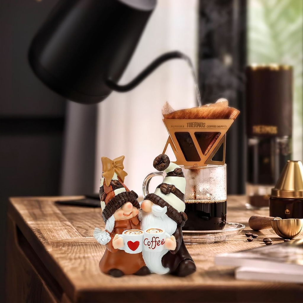 Adorable Coffee Gnome Figurine - Home Table Shelf Decor Ornament