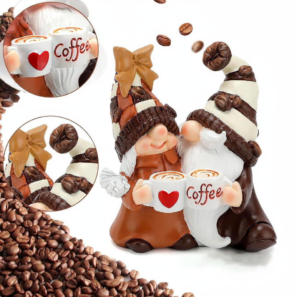Adorable Coffee Gnome Figurine - Home Table Shelf Decor Ornament