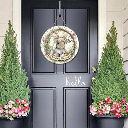 Adorable Easter Bunny Hanging Door Sign  -  11.8-Inch, Front Door Spring Holiday Decor