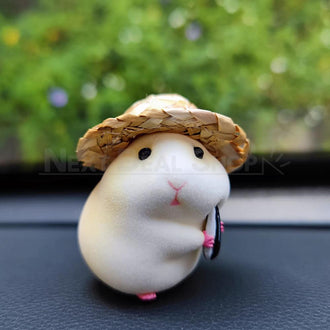 Adorable Hamster Figurine with Straw Hat