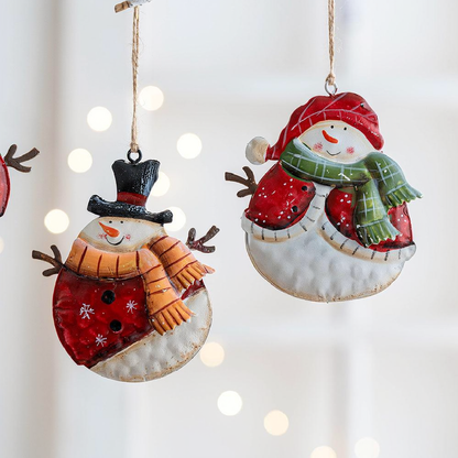 Adorable Metal Christmas Snowman Ornament - 3 Pcs, Home Xmas Tree Holiday Festival Decor Ornament