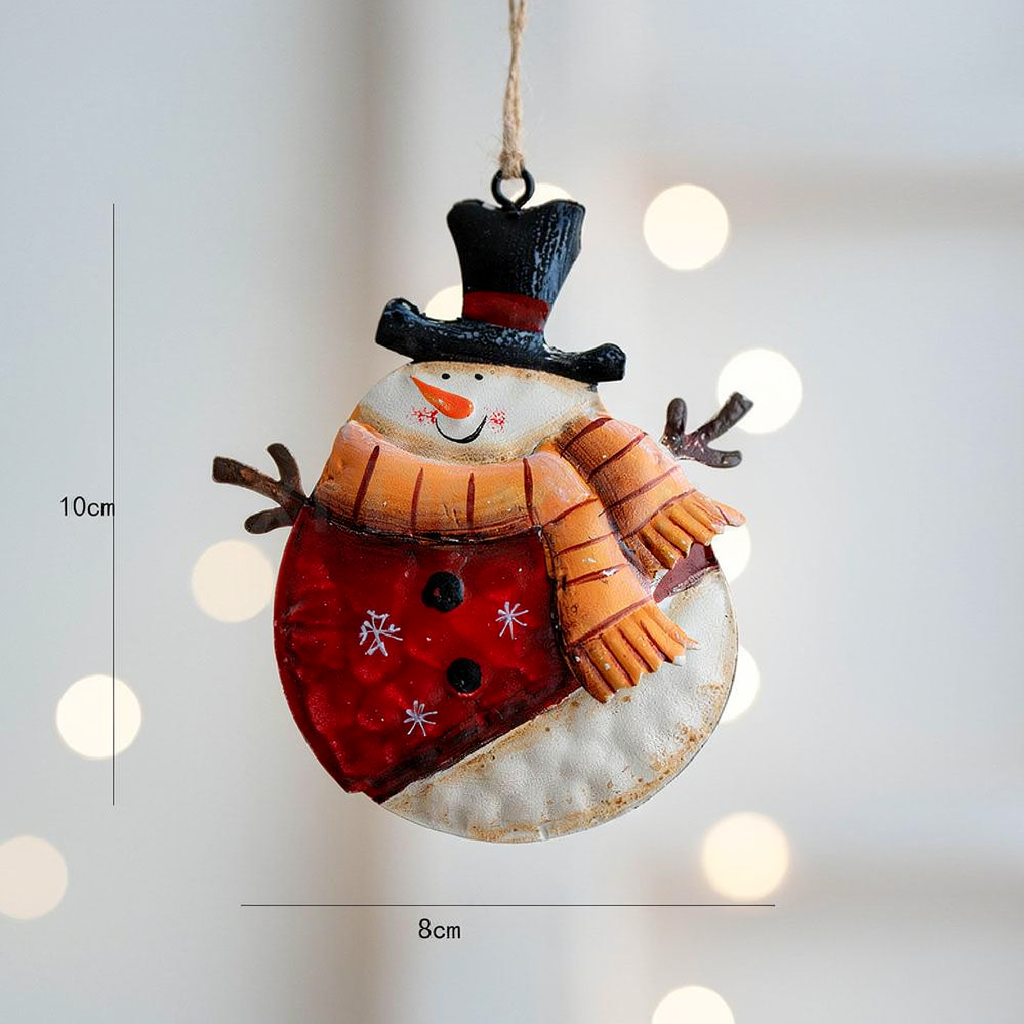 Adorable Metal Christmas Snowman Ornament - 3 Pcs, Home Xmas Tree Holiday Festival Decor Ornament
