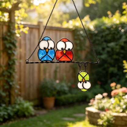 Adorable Multicolor Owls on a Wire Hanging Decor - Window & Wall Art