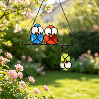 Adorable Multicolor Owls on a Wire Hanging Decor - Window & Wall Art