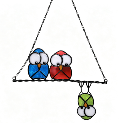 Adorable Multicolor Owls on a Wire Hanging Decor - Window & Wall Art