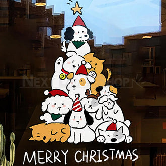 Adorable Puppy Christmas Tree Window Cling