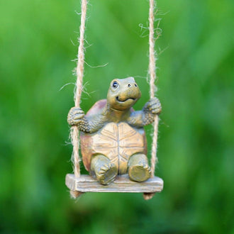 Adorable Resin Swinging Turtle Garden Figurine ‑ Garden Outdoor Decor