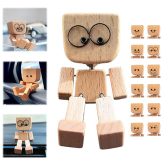 Adorable Shaking Feet Wooden Doll with 12 Magnetic Expressions