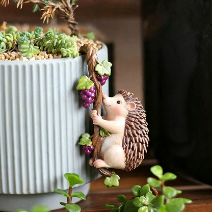Adorable Weatherproof Resin Hedgehog Pot Hugger - 4.2-Inch, Lawn & Planter Decor-View 2-Next Deal Shop