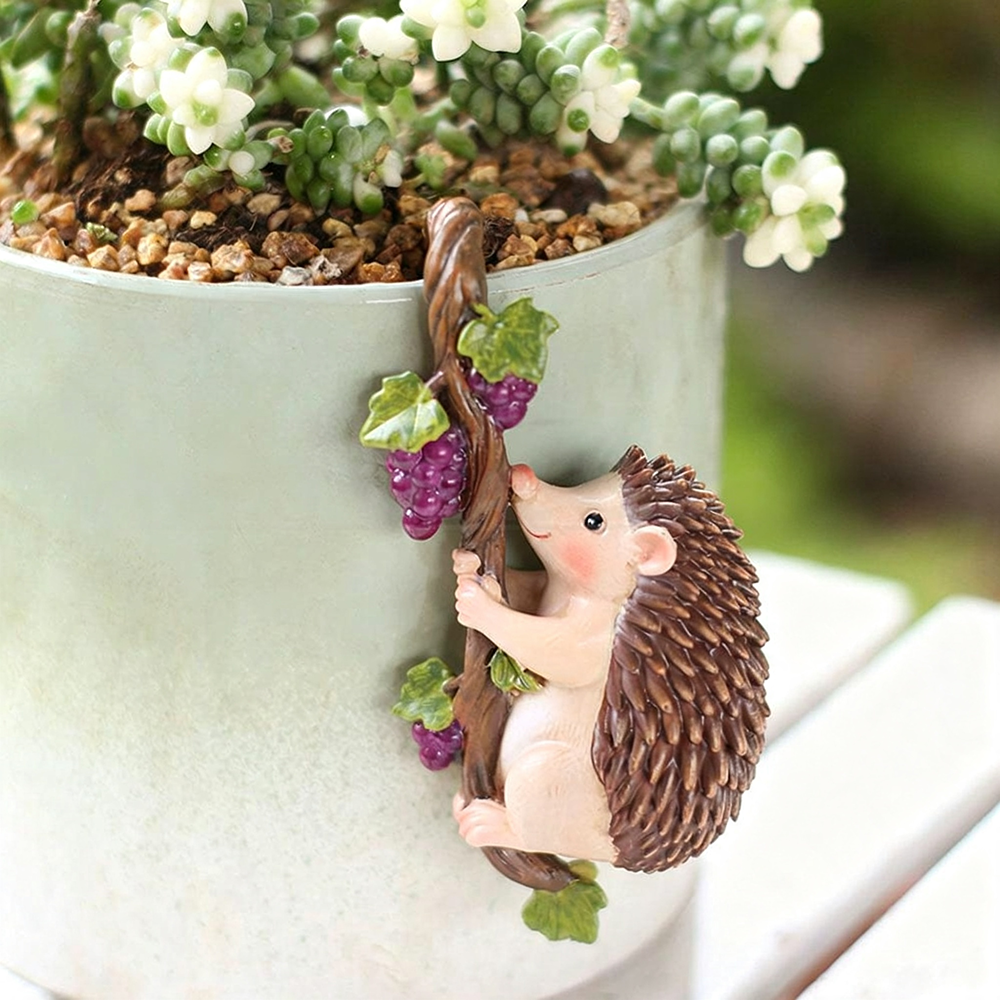 Adorable Weatherproof Resin Hedgehog Pot Hugger - 4.2-Inch, Lawn & Planter Decor-View 4-Next Deal Shop