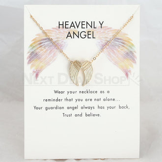 Angel Wing Pendant Necklace with Message Card