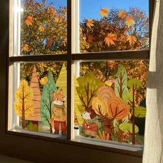 Autumn Forest Themed Window Cling Set