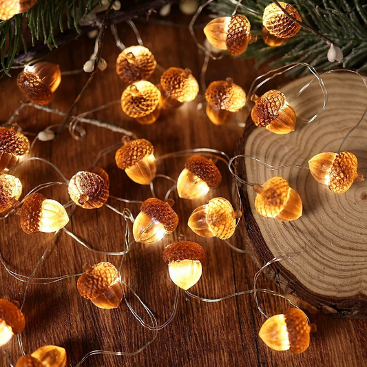 Battery Powered Acorn String Lights - 9.84 ft, 30 LED,Home Mantel Table Holiday Decor Lighting