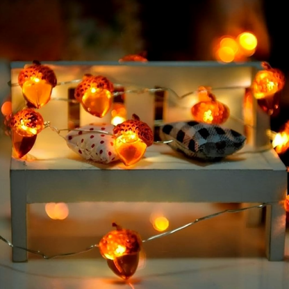 Battery Powered Acorn String Lights - 9.84 ft, 30 LED,Home Mantel Table Holiday Decor Lighting