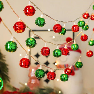 Battery Powered Christmas Jingle Bell LED String Lights‑20 LED, 9.84 Ft, Festive Indoor Holiday Lighting