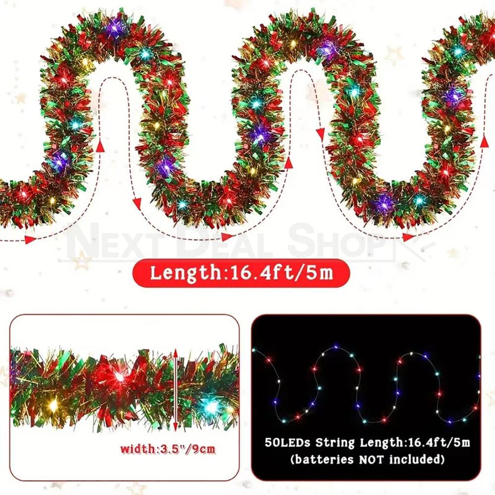 16.4 Ft Christmas Tinsel Garland Light-View 5-Next Deal Shop