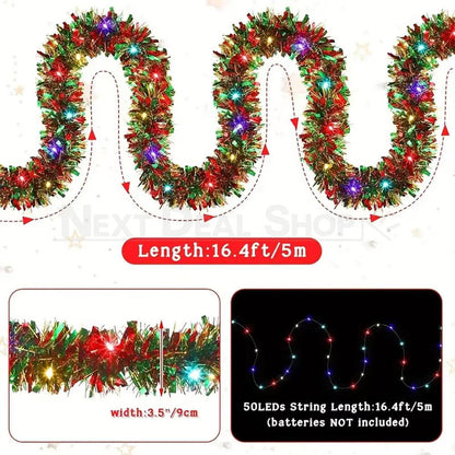 16.4 Ft Christmas Tinsel Garland Light-View 5-Next Deal Shop