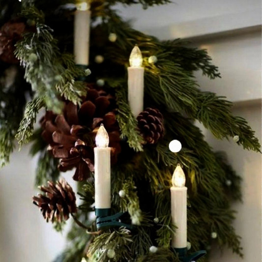 Battery-Powered Flameless Clip-On Christmas Tree Candles with Remote - 10 Pcs, Warm White Tree Lighting