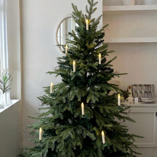 Battery-Powered Flameless Clip-On Christmas Tree Candles with Remote - 10 Pcs, Warm White Tree Lighting
