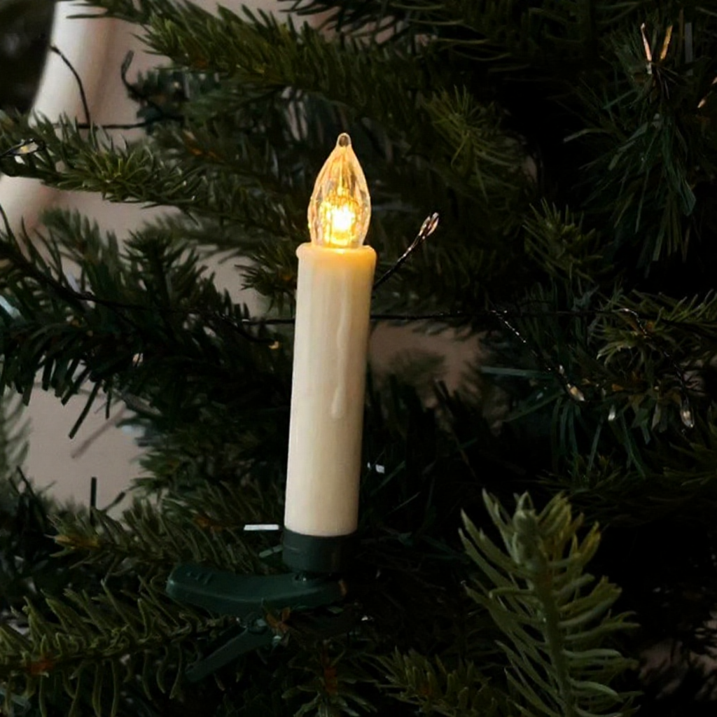 Battery-Powered Flameless Clip-On Christmas Tree Candles with Remote - 10 Pcs, Warm White Tree Lighting