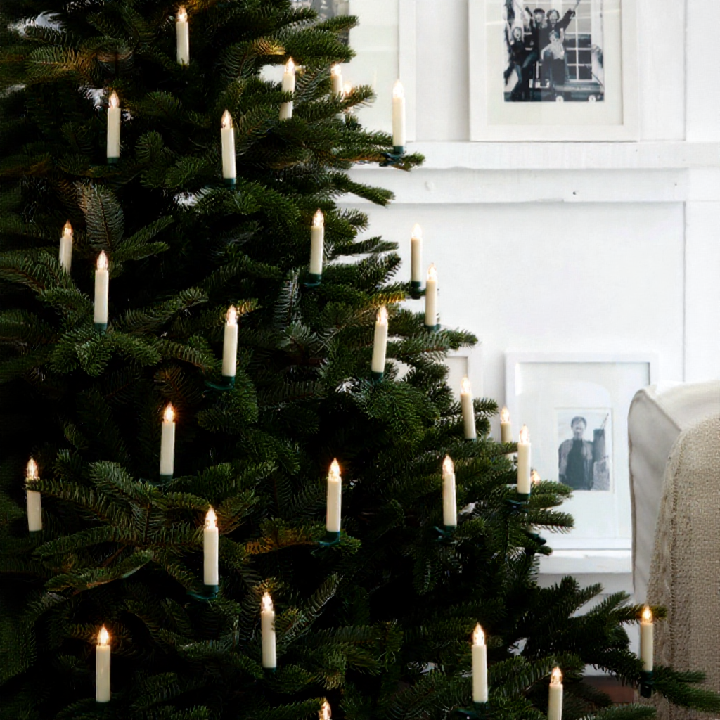 Battery-Powered Flameless Clip-On Christmas Tree Candles with Remote - 10 Pcs, Warm White Tree Lighting