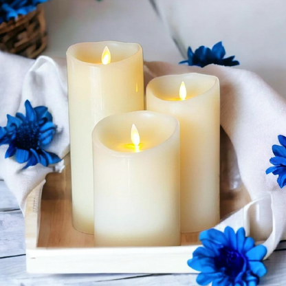 Battery Powered Flameless LED Candles with Remote Control - 3 Pcs, Home Table Mantel Indoor Holiday Festival Decor Lighting
