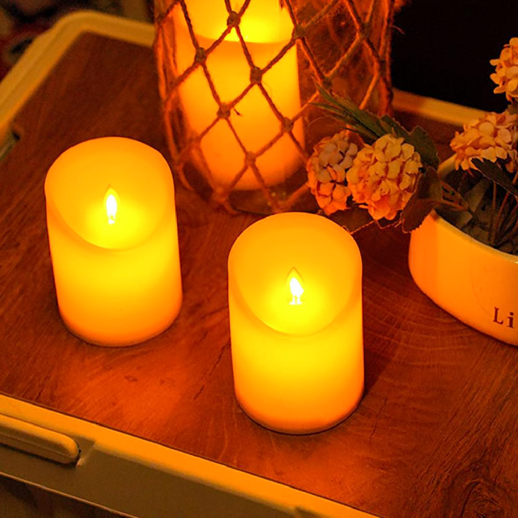 Battery Powered Flameless LED Candles with Remote Control - 3 Pcs, Home Table Mantel Indoor Holiday Festival Decor Lighting