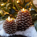 Battery Powered Flameless LED Pinecone Candle Light - Holiday Tabletop Christmas Decor