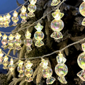 Battery Powered Iridescent Christmas Candy String Lights - 6.56 ft, 10 LED, Home Xmas Tree Holiday Party Festive Decor Lighting