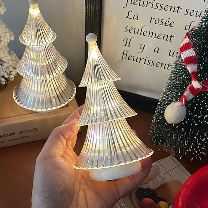 Battery Powered LED Crystal Christmas Tree Decoration - Home Table Shelf Xmas Indoor Holiday Festival Decor Lighting