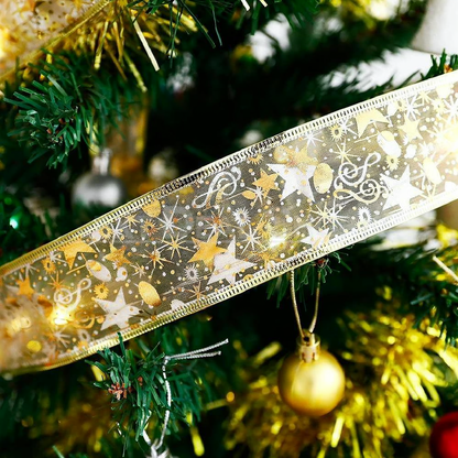 Battery Powered LED Light Up Christmas Ribbon - 32ft, Home Xmas Tree Holiday Party Decor Lighting