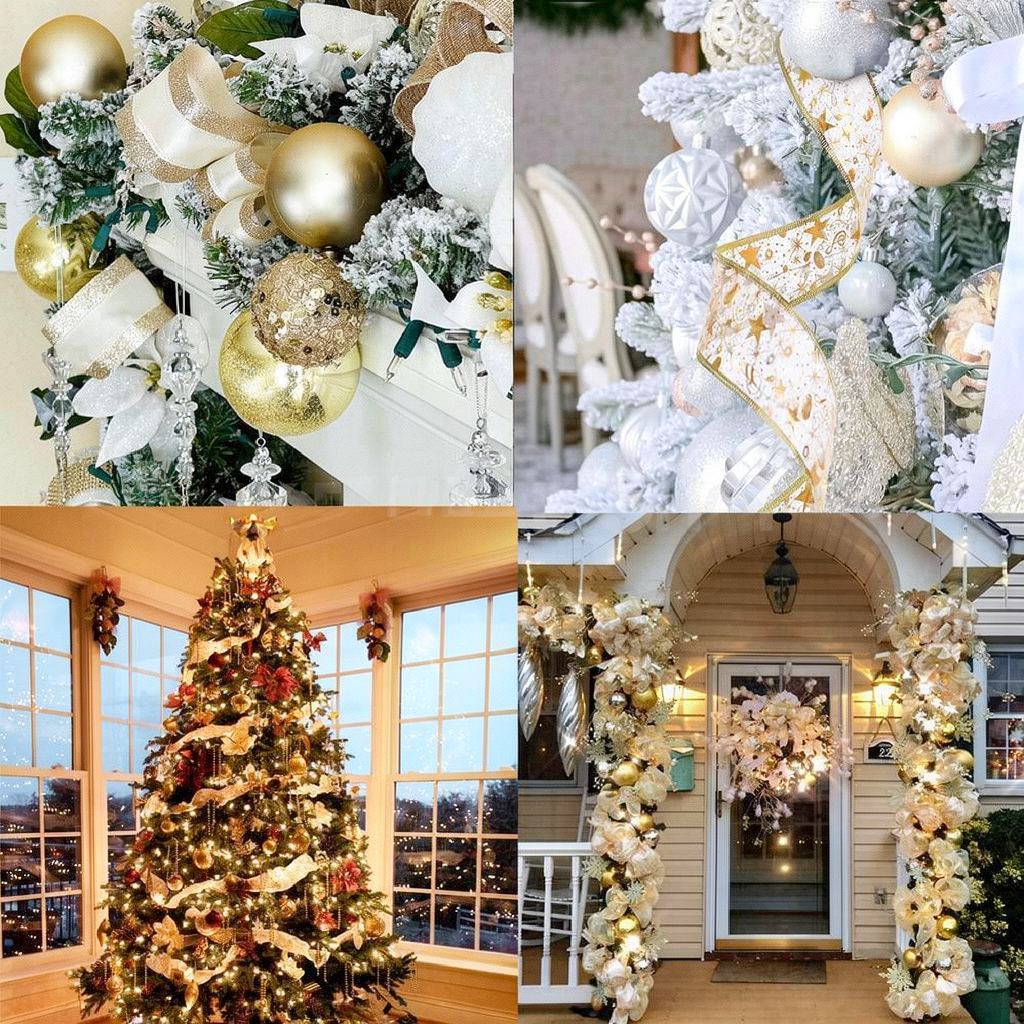 Battery Powered LED Light Up Christmas Ribbon - 32ft, Home Xmas Tree Holiday Party Decor Lighting