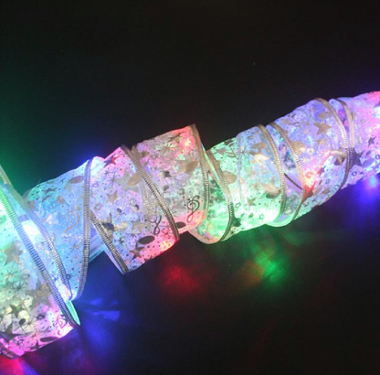 Battery Powered LED Light Up Christmas Ribbon - 32ft, Home Xmas Tree Holiday Party Decor Lighting