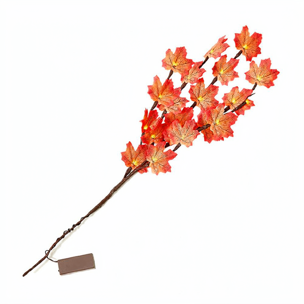 Battery Powered LED Maple Leaf Twig Light - Home Table Mantel Decor Lighting