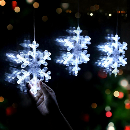 Battery Powered LED Snowflake Window Light with Suction Cup - 3 Pack, Home Window Xmas Holiday Party Wall Decor Lighting